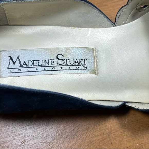 Madeline Stuart Blue Suede Heels with Decorative Cutouts - Picture 9 of 10